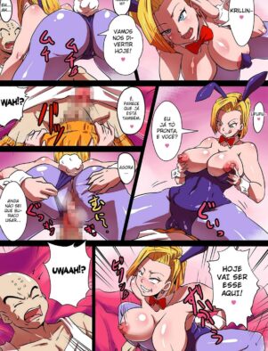 Android 18 Piranha Dando Gostoso para Goten e Trunks em Hentai HQ Brasileiro