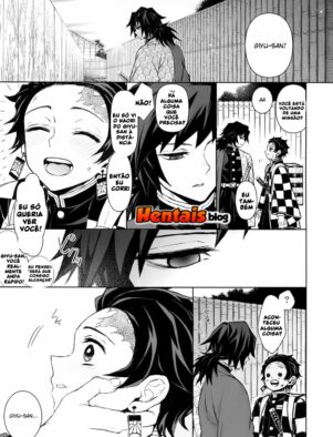 Kimetsu No Yaiba Hentai: Tanjiro Kamado dando a bunda para Giyu Tomioka em HQ Brasileiro