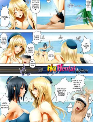 Marinheiras peitudas competindo pela rola do Almirante em praia paradisíaca – Em Hentai HQ Brasileiro