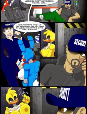 Segurança metendo a rola nas piranhas peitudas sedentas por pica em hentai HQ brasileiro