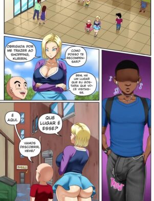 Android 18 no Gloryhole: Kuririn leva piranha para mamar várias picas em Dragon Ball Hentai HQ Brasileiro