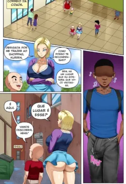 Android 18 no Gloryhole: Kuririn leva piranha para mamar várias picas em Dragon Ball Hentai HQ Brasileiro
