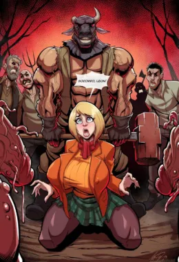 Ashley em apuros – Resident Evil: Loirinha piranha é fodida pelos Ganados em HQ Brasileiro Hentai