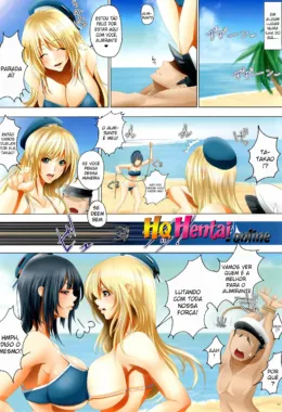 Marinheiras peitudas competindo pela rola do Almirante em praia paradisíaca – Em Hentai HQ Brasileiro